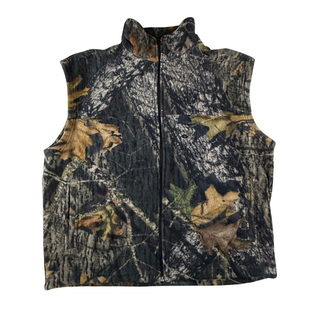 Coyote Fleece Camo Vest Mens L Green Brown Hunting Gorpcore Utility Cabincore